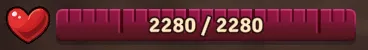 A health bar at 2280 of 2280 health — the tick lines sit closer together, but the bigger 500-health lines still stand out