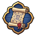 Arcanist emblem — a sealed magic scroll in a golden frame